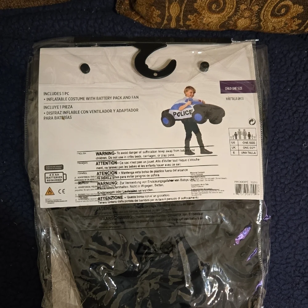 NIB Kids Inflatable Police Car Black, Blue, White​